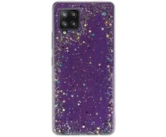 Topt Brilliant skaidrus dėklas skirtas Samsung Galaxy A42 5G violetinės spalvos
