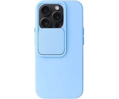 Topt Camshield Soft dėklas skirtas Apple iPhone 15 Pro Max Light mėlynos spalvos