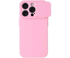 Topt Camshield Soft dėklas skirtas Apple iPhone 15 Pro Max Light rožinės spalvos