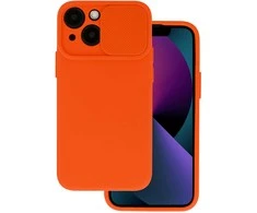 Topt Camshield Soft dėklas skirtas Apple iPhone 14 Plus oranžinės spalvos