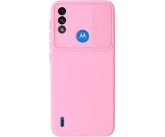 Topt Camshield Soft dėklas skirtas Motorola Moto E7 Power/E7i Power Light rožinės spalvos