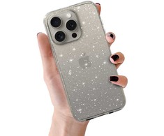 Topt Crystal Glitter dėklas skirtas Apple iPhone 16 sidabro spalvos