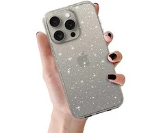 Topt Crystal Glitter dėklas skirtas Apple iPhone 15 Pro sidabro spalvos