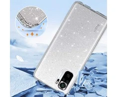 Toptel Topt Crystal Glitter dėklas skirtas Xiaomi Redmi Note 10/Note 10S/Poco M5S sidabro spalvos
