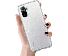 Topt Crystal Glitter dėklas skirtas Xiaomi Redmi Note 10/Note 10S/Poco M5S sidabro spalvos