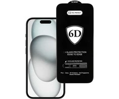 Topt Full Glue 6D Apsauginis stiklas skirtas Apple iPhone 15 Juodas