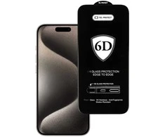 Topt Full Glue 6D Apsauginis stiklas skirtas Apple iPhone 15 Pro Juodas