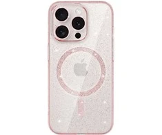 Topt Glitter Magsafe dėklas skirtas Apple iPhone 12 pink skaidrus