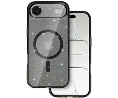 Topt Glitter Magsafe Dėklas skirtas Apple iPhone 17 Air juodos spalvos clear