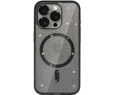 Topt Glitter Magsafe dėklas skirtas Apple iPhone 12 Pro juodas skaidrus