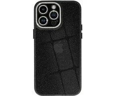 Topt Liquid Glitter Camera dėklas skirtas Apple iPhone 13 Pro Max juodos spalvos