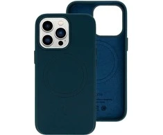 Topt MagSafe Leather dėklas skirtas Apple iPhone 15 Plus mėlynos spalvos