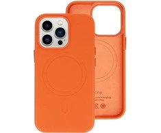 Topt MagSafe Leather dėklas skirtas Apple iPhone 15 Plus oranžinės spalvos