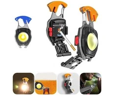 Topt Mini žibintuvėlis LED raktų pakabukas W5147 Type C with 2 screwdriver bits oranžinis