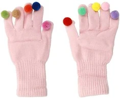 Topt Pirštinės telefonams with pom poms Rožinis