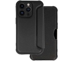 Toptel Topt Razor Carbon Book dėklas skirtas Apple iPhone 14 Pro Max juodos spalvos