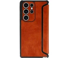 Topt Razor Leather Book dėklas skirtas Samsung Galaxy S23 Plus rudos spalvos