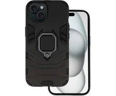Topt Ring Armor dėklas skirtas Apple iPhone 15 juodos spalvos