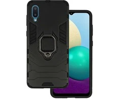Topt Ring Armor dėklas skirtas Samsung Galaxy A02 juodos spalvos
