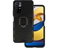Topt Ring Armor dėklas skirtas Xiaomi Poco M4 Pro 5G juodos spalvos