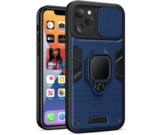 Topt Ring Lens dėklas skirtas Apple iPhone 13 Pro mėlynos spalvos