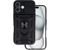Toptel Topt Slide Camera Armor dėklas skirtas Apple iPhone 16 juodos spalvos