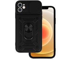 Topt Slide Camera Armor dėklas skirtas Apple iPhone 12 juodos spalvos