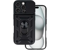 Topt Slide Camera Armor dėklas skirtas Apple iPhone 16 Pro Max juodos spalvos