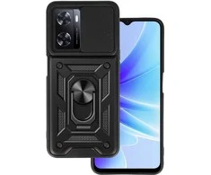 Topt Slide Camera Armor dėklas skirtas Oppo A57 juodos spalvos