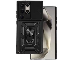 Topt Slide Camera Armor dėklas skirtas Samsung Galaxy S24 Ultra juodos spalvos