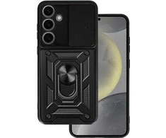 Topt Slide Camera Armor dėklas skirtas Samsung Galaxy A35 juodos spalvos
