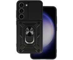 Topt Slide Camera Armor dėklas skirtas Samsung Galaxy S23 Plus juodos spalvos