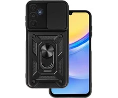 Topt Slide Camera Armor dėklas skirtas Samsung Galaxy A15 4G/5G juodos spalvos