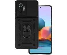 Topt Slide Camera Armor dėklas skirtas Xiaomi Redmi Note 10 Pro/Note 10 Pro Max juodos spalvos