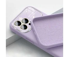 Topt Soft Silicone Lens dėklas skirtas Apple iPhone 15 Plus light violetinės spalvos