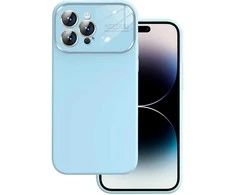 Topt Soft Silicone Lens dėklas skirtas Apple iPhone 15 Plus light mėlynos spalvos