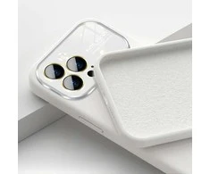 Topt Soft Silicone Lens dėklas skirtas Apple iPhone 15 Plus baltos spalvos