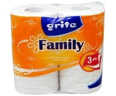 Tualetinis popierius Grite Family, 3 sluoksniai, baltos spalvos, 4vnt
