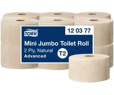 Tualetinis popierius Tork Mini Jumbo T2 (120377) natūralios spalvos tualetinio popieriaus ritinys Advanced