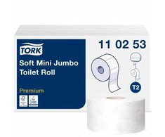 Tualetinis popierius TORK PREMIUM MINI JUMBO T2 110253, 2 sl., 9.7 cm x 170 m, balta sp.