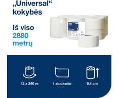 Tualetinis popierius Tork Universal Jumbo Mini T2 (120161), pilkos spalvos, 1 sluoksnis, 240 m, 1200 lapelių