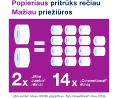 Tualetinis popierius Tork Universal Jumbo Mini T2, baltos spalvos, 110298, 2 sluoksniai, 150 m