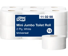 Tualetinis popierius Tork Universal Jumbo Mini T2, baltos spalvos, 110298, 2 sluoksniai, 150 m
