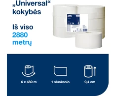 Tualetinis popierius Tork Universal Jumbo T1 (120160), pilkos spalvos, 1 sluoksnis, 480 m, 2400 lapelių