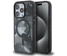 Tumi TUHMP15LTCAMK Apple iPhone 15 Pro 6.1″ juodos spalvos kietas dėklas with Frosted Camo Print and MagSafe