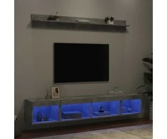 TV staliukas Sieninė TV sekcija su LED, 5 dalių, betono, apdirbta mediena