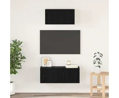 TV staliukas TV spintelių komplektas 2 pcs Juodas ąžuolas Apdirbta mediena