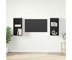 TV staliukas TV spintelių komplektas 2 pcs Juodas ąžuolas 37 x 37 x 72 cm