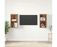 TV staliukas TV spintelių komplektas 2 pcs Senovinis medis 37 x 37 x 72 cm