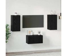 TV staliukas TV spintelių komplektas 3 pcs Juodas ąžuolas Apdirbta mediena